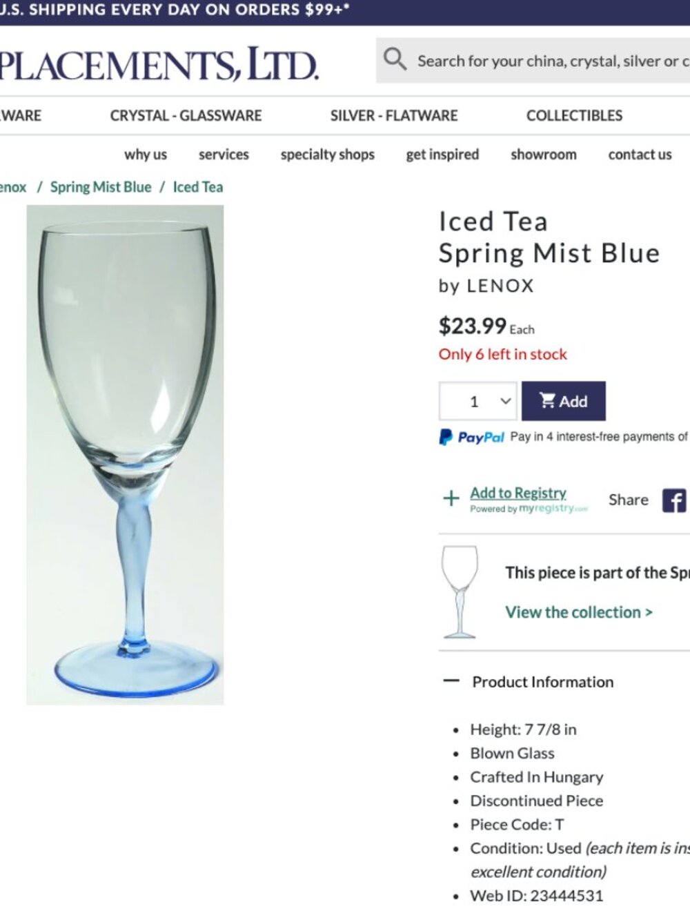 🆕 Lenox Spring Mist Goblet - Picture 9 of 9